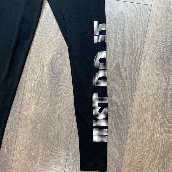 Nike Pro Warm Fleece Just Do it Logo Leggings Running Dri fit Black Second layer - Picture 11 of 15